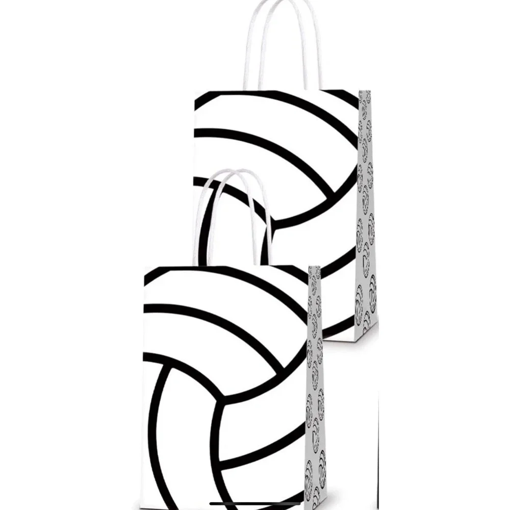 16 Volleyball‎ Themed Party Favor Bags with Handles for Kids and Adults